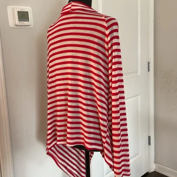 Kate Madisen Shrug Top Size L Red White Stripes - Picture 5 of 8